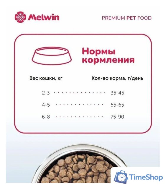 Сухой корм для кошек Melwin с говядиной, яблоком и черникой (2.5кг) - Изображение №5 — Интернет-магазин Time-Shop