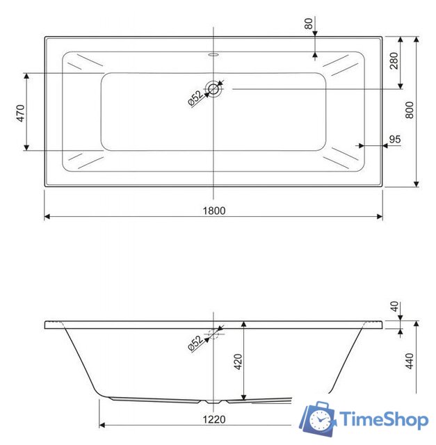 Ванна Cezares Plane Mini 180x80 - Изображение №3 — Интернет-магазин Time-Shop