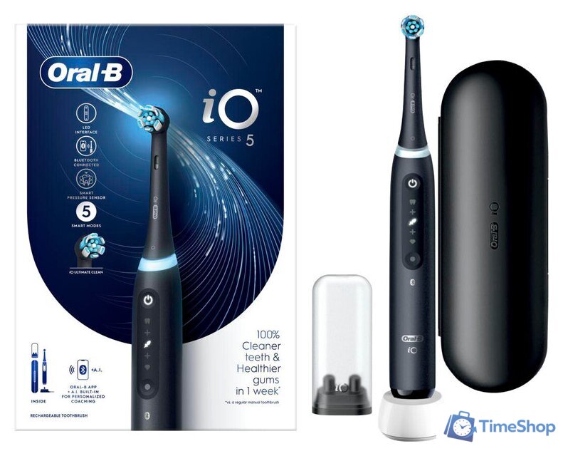 Электрическая зубная щетка Oral-B iO 5 IOG5.1A6.1DK (черный) - Изображение №1 — Интернет-магазин Time-Shop