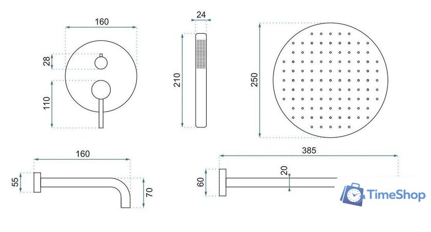 Душевая система  Rea Lungo Matt Gold REA-P6609 - Изображение №7 — Интернет-магазин Time-Shop