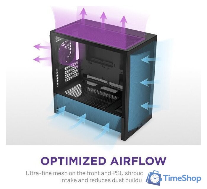 Корпус NZXT H3 Flow CC-H31FB-01 - Изображение №4 — Интернет-магазин Time-Shop
