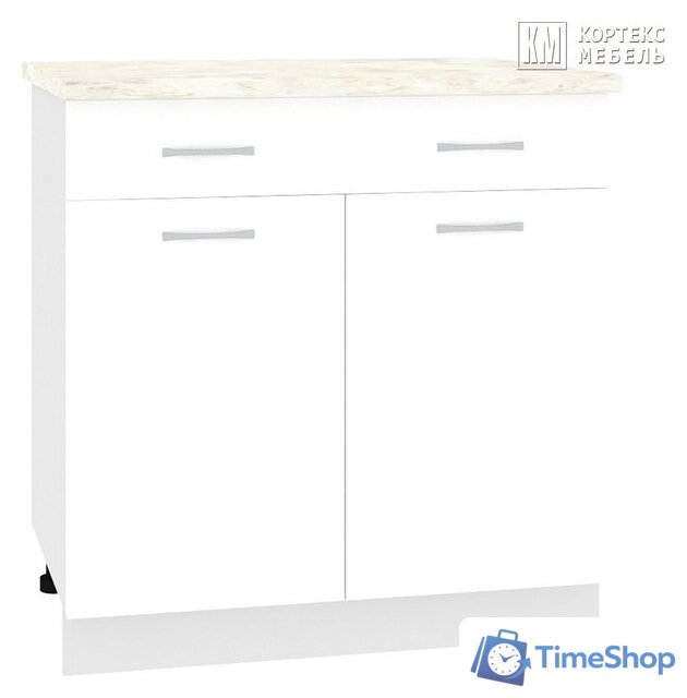 Шкаф напольный Кортекс-мебель Корнелия Лира НШ80р1ш (белый/королевский опал) - Изображение №1 — Интернет-магазин Time-Shop