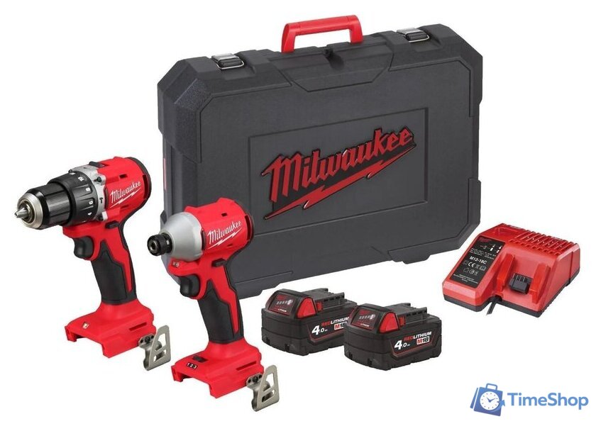  Milwaukee M18 BLCPP2A-402C 4933492827 (шуруповерт, винтоверт, 2 АКБ, кейс) - Изображение №1 — Интернет-магазин Time-Shop