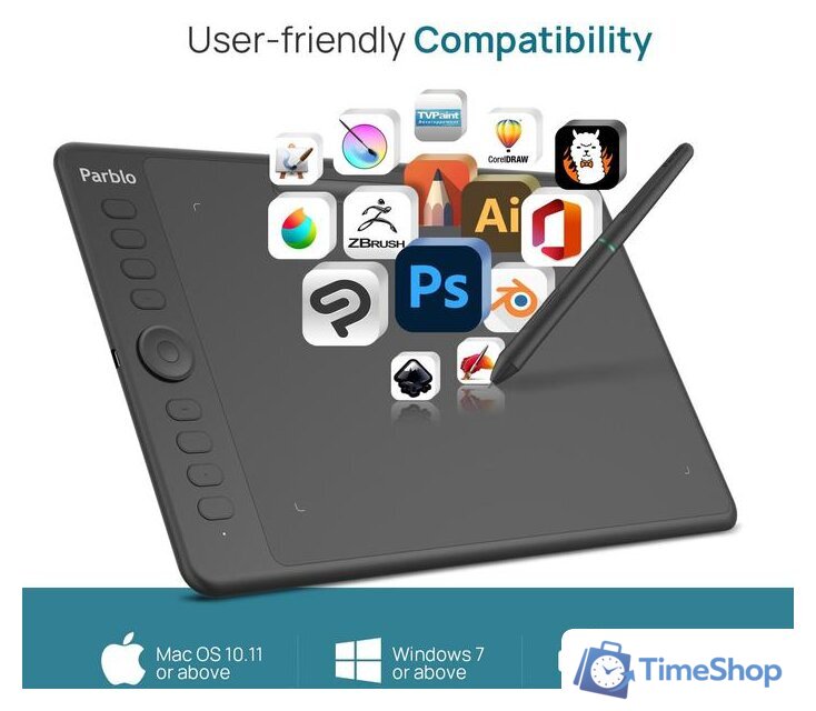 Графический планшет Parblo Intangbo M (черный) - Изображение №10 — Интернет-магазин Time-Shop