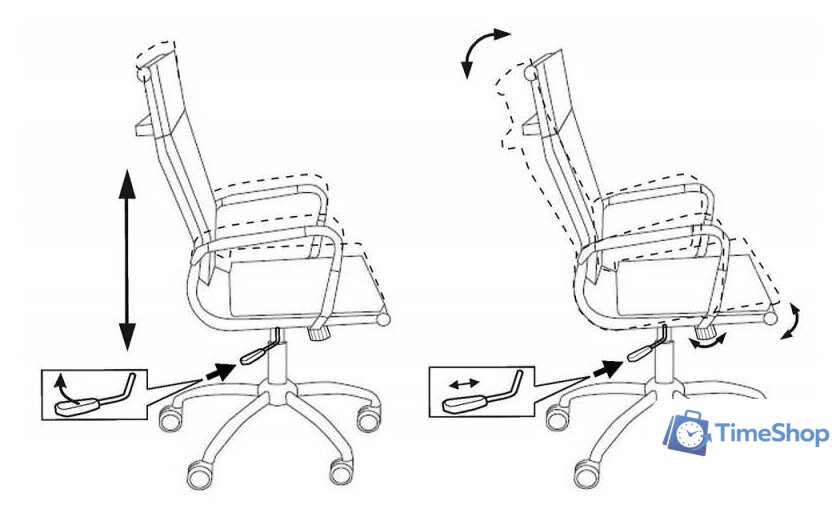 Офисное кресло Бюрократ CH-993 (искусственная кожа синий/хром) - Изображение №6 — Интернет-магазин Time-Shop