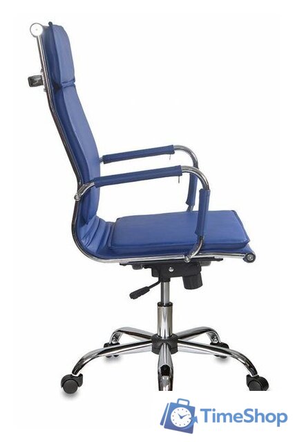 Офисное кресло Бюрократ CH-993 (искусственная кожа синий/хром) - Изображение №3 — Интернет-магазин Time-Shop