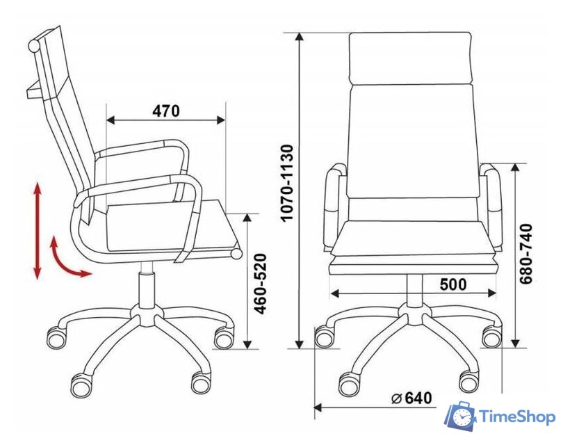 Офисное кресло Бюрократ CH-993 (искусственная кожа синий/хром) - Изображение №5 — Интернет-магазин Time-Shop