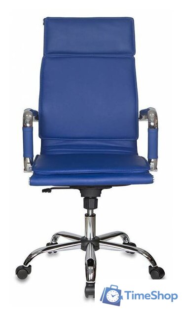 Офисное кресло Бюрократ CH-993 (искусственная кожа синий/хром) - Изображение №2 — Интернет-магазин Time-Shop