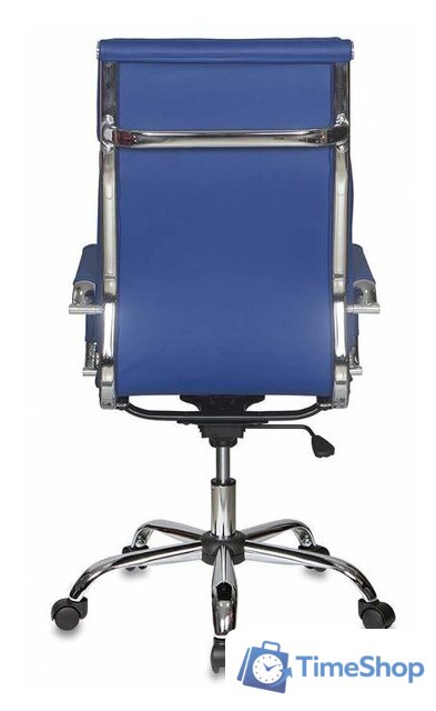Офисное кресло Бюрократ CH-993 (искусственная кожа синий/хром) - Изображение №4 — Интернет-магазин Time-Shop