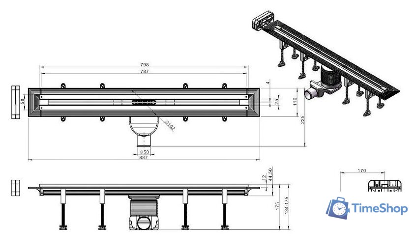 Трап/канал Roxen Razor Gun metal 910100GM - Изображение №2 — Интернет-магазин Time-Shop