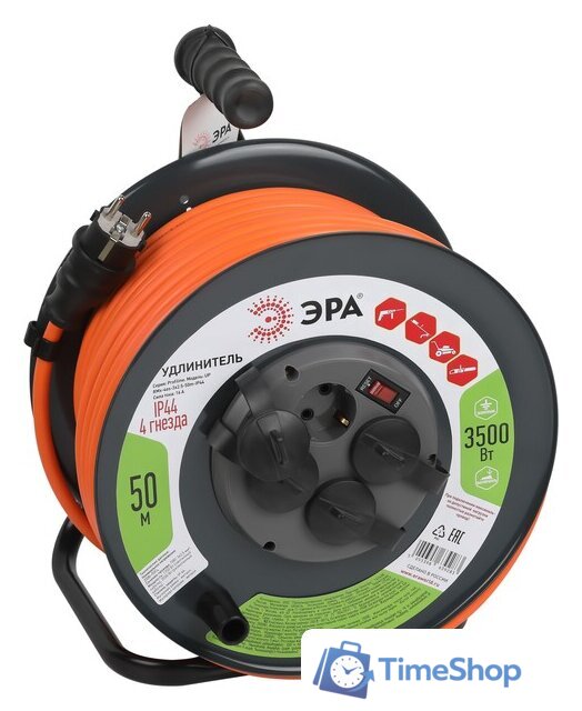 Удлинитель на катушке ЭРА RMx-4es-3x2.5-50m-IP44 Б0052922 - Изображение №1 — Интернет-магазин Time-Shop