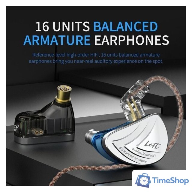 Наушники KZ Acoustics AS16 Pro (без микрофона, черный) - Изображение №6 — Интернет-магазин Time-Shop