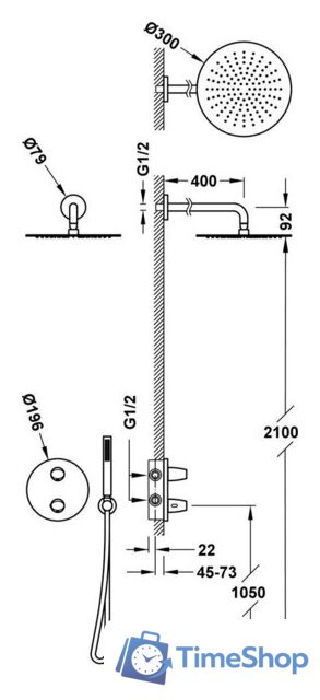 Душевая система  Tres Fuji 28125004OPM - Изображение №2 — Интернет-магазин Time-Shop