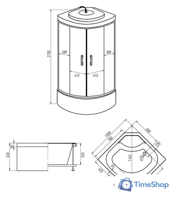 Душевая кабина Erlit ER5710TP-C24-RUS 100x100 - Изображение №8 — Интернет-магазин Time-Shop