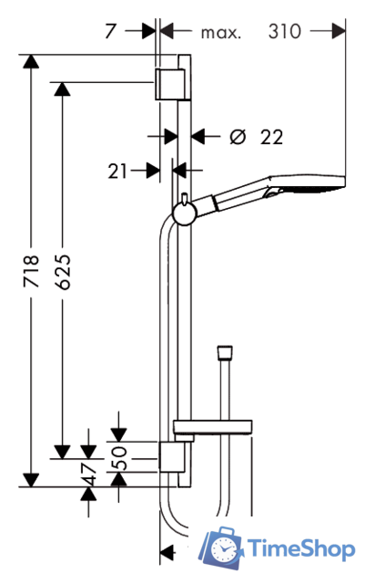 Душевой гарнитур  Hansgrohe Raindance Select S 120/Unica (26630400) - Изображение №2 — Интернет-магазин Time-Shop