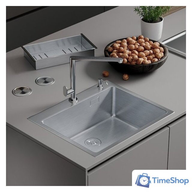 Кухонная мойка Roxen Simple 560220-50 сатин (с коландером и дозатором) - Изображение №1 — Интернет-магазин Time-Shop