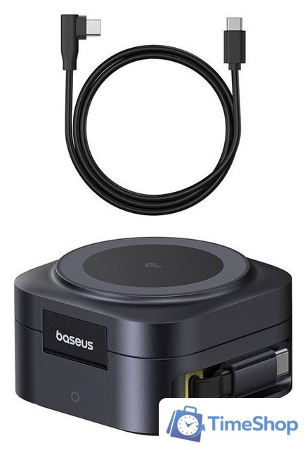 Сетевое зарядное Baseus PicoGo Series 2-in-1 Magnetic Wireless Charger Qi2 67W P10276800123-00 (черный) - Изображение №3 — Интернет-магазин Time-Shop