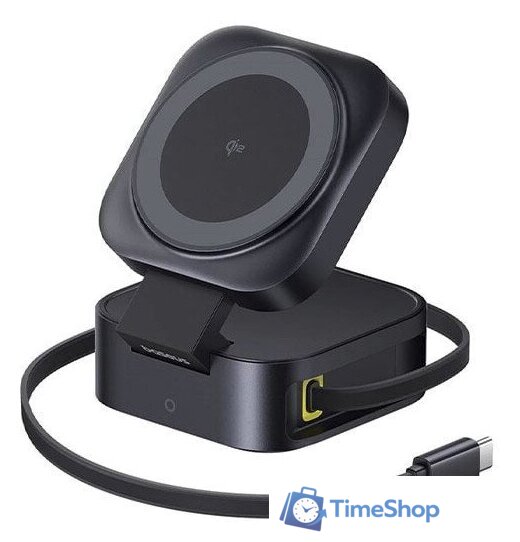 Сетевое зарядное Baseus PicoGo Series 2-in-1 Magnetic Wireless Charger Qi2 67W P10276800123-00 (черный) - Изображение №1 — Интернет-магазин Time-Shop