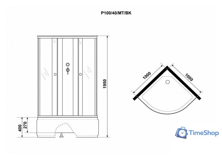 Душевая кабина Niagara Promo P100/40/MT/BK 100x100x195 - Изображение №9 — Интернет-магазин Time-Shop