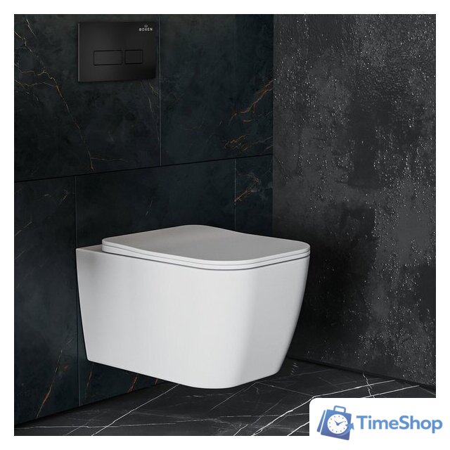 Унитаз подвесной Roxen Cube One Rimless 6 в 1 StounFix Dual Fresh 579341 (кнопка: черный матовый) - Изображение №14 — Интернет-магазин Time-Shop