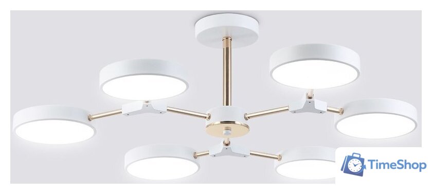 Люстра средней высоты Ambrella light FL516333/6 WH/FGD (белый/золото) - Изображение №1 — Интернет-магазин Time-Shop