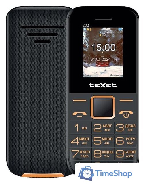 Кнопочный телефон TeXet TM-202 (черный) - Изображение №1 — Интернет-магазин Time-Shop