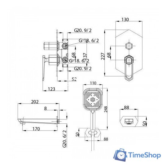 Душевая система  Lemark Prizma LM3922C - Изображение №2 — Интернет-магазин Time-Shop