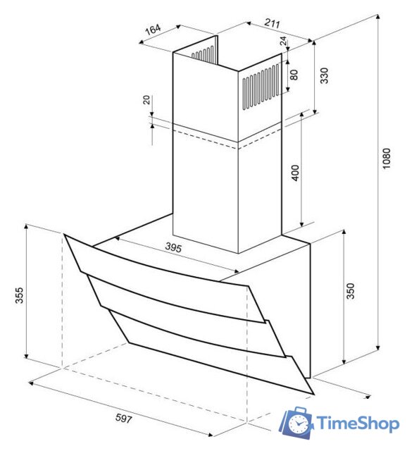 Кухонная вытяжка Krona Inga 600 push button (черный/нержавеющая сталь) - Изображение №5 — Интернет-магазин Time-Shop