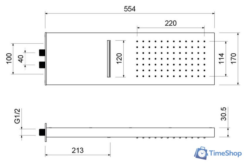 Верхний душ Aquatek AQ2085MB (черный матовый) - Изображение №2 — Интернет-магазин Time-Shop