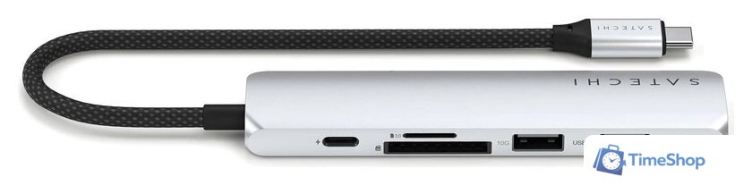Док-станция Satechi 6-in-1 USB-C Slim Multiport Adapter ST-P6SS (серебристый) - Изображение №3 — Интернет-магазин Time-Shop