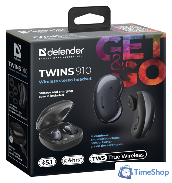 Наушники Defender Twins 910 (черный) - Изображение №6 — Интернет-магазин Time-Shop
