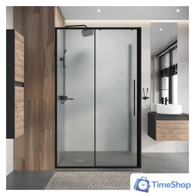 Душевая дверь Niagara Nova NG-84-L13CHB 130x195 (черный матовый/шиншилла стекло) - Изображение №9 — Интернет-магазин Time-Shop