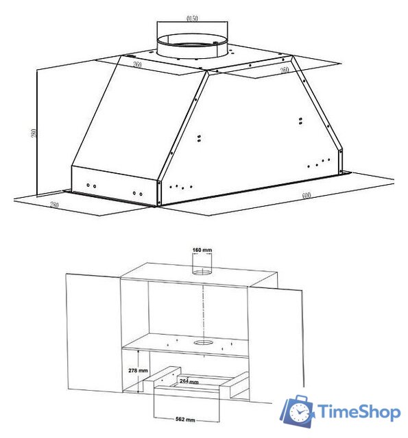Кухонная вытяжка Evelux Olivia 60 BG - Изображение №2 — Интернет-магазин Time-Shop