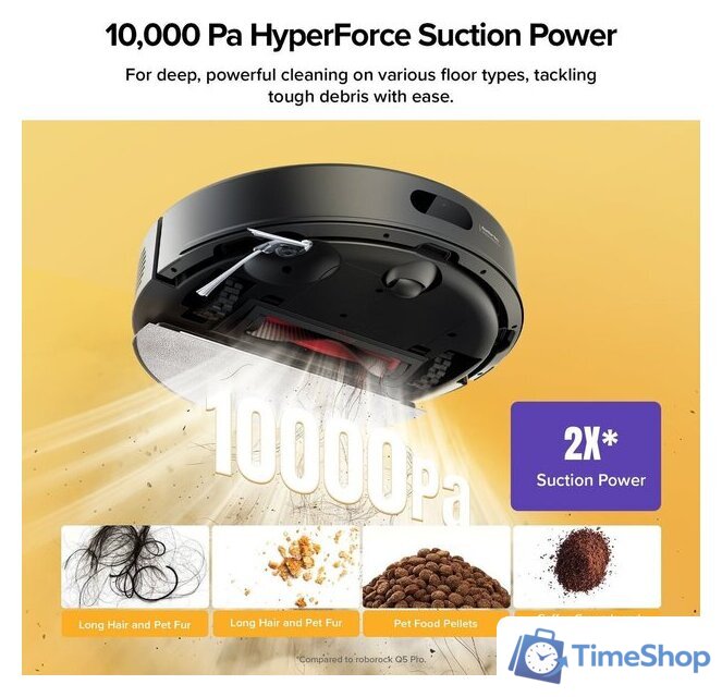 Робот-пылесос Roborock Q7T+ (евровилка, с английской озвучкой, черный) - Изображение №2 — Интернет-магазин Time-Shop