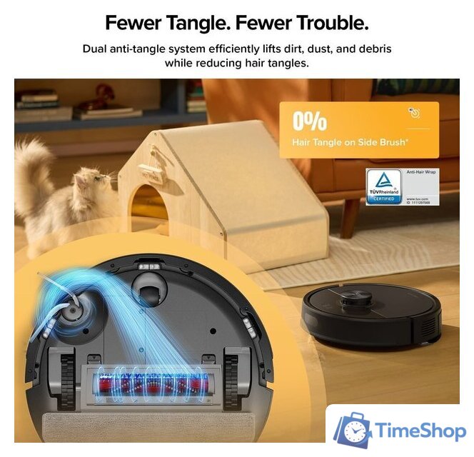 Робот-пылесос Roborock Q7T+ (евровилка, с английской озвучкой, черный) - Изображение №5 — Интернет-магазин Time-Shop