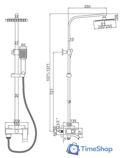 Душевая система  Ledeme L72417D-1 - Изображение №7 — Интернет-магазин Time-Shop