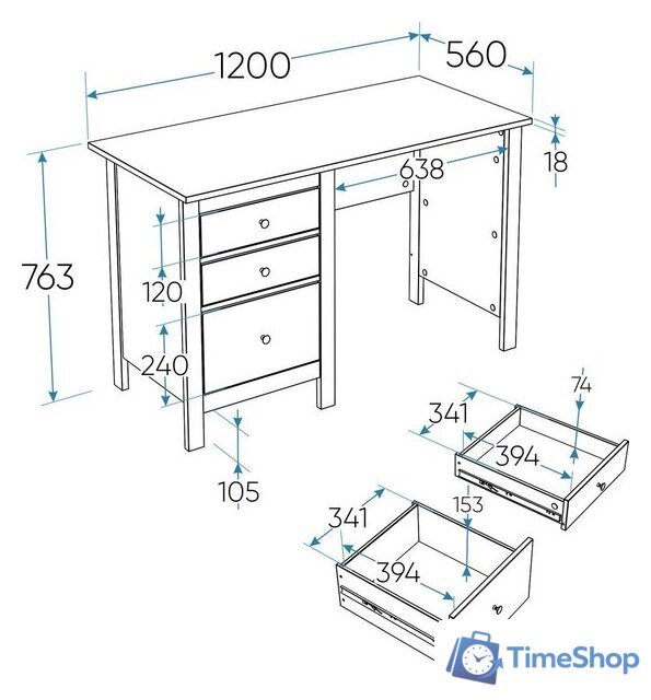 Офисный стол Mio Tesoro Сага 120x56 2.08.06.160.6 (темно-бирюзовый) - Изображение №6 — Интернет-магазин Time-Shop