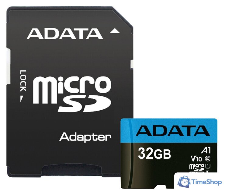 Карта памяти ADATA Premier AUSDH32GUICL10A1-RA1 microSDHC 32GB (с адаптером) - Изображение №1 — Интернет-магазин Time-Shop