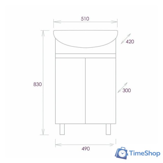  Onika Тумба под умывальник Милтон 50 105036 - Изображение №6 — Интернет-магазин Time-Shop