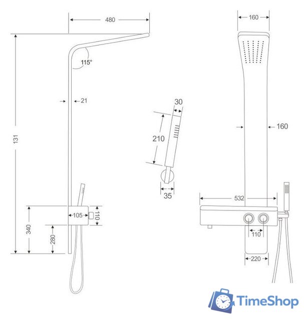 Душевая панель Cerutti Barbaria B CT9657 - Изображение №3 — Интернет-магазин Time-Shop