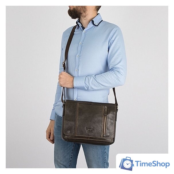 Сумка через плечо Poshete 253-5238-29-DBW (коричневый) - Изображение №2 — Интернет-магазин Time-Shop