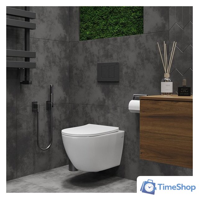 Унитаз подвесной Roxen Antares Tornado в комплекте с инсталляцией Asten Readle Zentralmodul с кнопкой (черный матовый) - Изображение №7 — Интернет-магазин Time-Shop