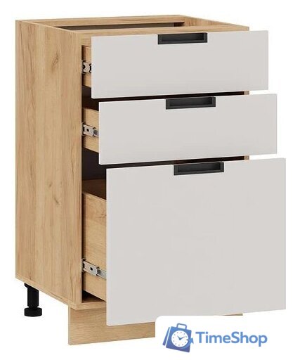 Шкаф напольный Трия Гренада 1Н5Я3 (дуб крафт золотой/холст мокко) - Изображение №2 — Интернет-магазин Time-Shop