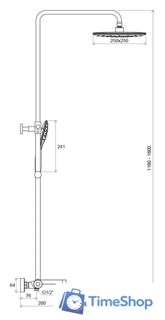 Душевая система  Ravak TE 092.00/150 [X070098] - Изображение №5 — Интернет-магазин Time-Shop
