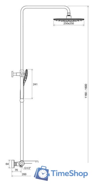 Душевая система  Ravak TE 092.00/150 [X070098] - Изображение №5 — Интернет-магазин Time-Shop