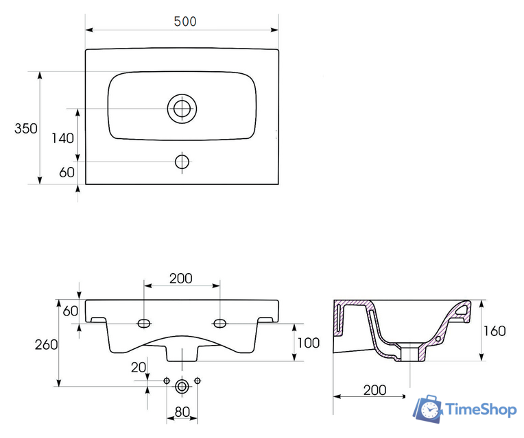 Умывальник Cersanit Moduo 50 Slim UM-MOD50SL/1 - Изображение №4 — Интернет-магазин Time-Shop