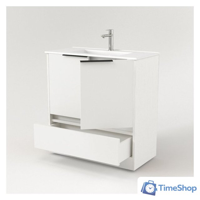  Дабер Тумба под умывальник 017 Тобага/Эридан/Артвин 60 Т17.6Т.0.5Ч (белый древесный/ручка черная) - Изображение №3 — Интернет-магазин Time-Shop