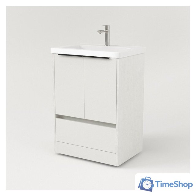  Дабер Тумба под умывальник 017 Тобага/Эридан/Артвин 60 Т17.6Т.0.5Ч (белый древесный/ручка черная) - Изображение №2 — Интернет-магазин Time-Shop