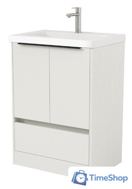  Дабер Тумба под умывальник 017 Тобага/Эридан/Артвин 60 Т17.6Т.0.5Ч (белый древесный/ручка черная) - Изображение №1 — Интернет-магазин Time-Shop