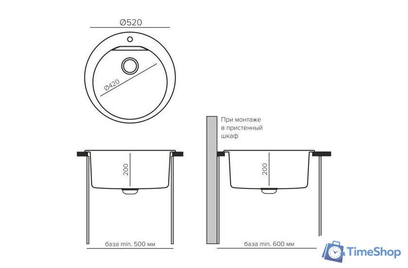 Кухонная мойка Polygran Atol-520 (светло-серый) - Изображение №3 — Интернет-магазин Time-Shop